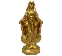 Temeemeg Estatua de la Madre María Estatua Realista de la Virgen María de 8, 6 Pulgadas Estatuas de la Madre Bendita de Resina para decoración del hogar Religiosa en Interiores Dorada.