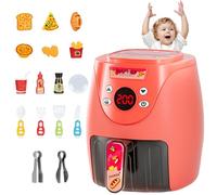 Temeemeg Freidora de Aire de Juguete con 15 Accesorios para Hacer Galletas, Juguete con música y Luces, Alimentos Que cambian de Color, Cocina para niños Mayores de 3 años, Estilo 2.