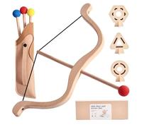 Temeemeg Juego de Arco y Flecha para niños, Arco y Flecha de Madera con Punta de Espuma Segura con 3 Objetivos para Jugar en Interiores Exteriores, Juego de Tiro con para niños niñas a Partir de 4