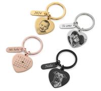 TEMEITE Llavero Personalizado con Texto, Colgante de Corazón y Etiqueta Grabado - Regalo para Parejas, Amigos y Seres Queridos en Oro, Plata