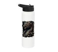 Temible dragón oscuro en fantasía Stainless Steel Insulated Water Bottle