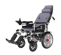 TEmkin Silla de Ruedas eléctrica con reposacabezas, sillas de Ruedas eléctricas Plegables con Respaldo Alto y Motor Dual, energía eléctrica o manipulación Manual, Respaldo y Pedal Ajustables