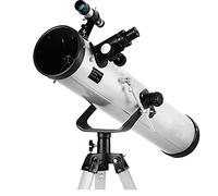 TEmkin Telescopios para astronomía, telescopio para niños y Principiantes, telescopio de reflexión Calibre 125 mm, telescopio con trípode Ajustable y Visor 5x24 Happy House (Paquete 2)