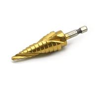 TEMO M35 Broca escalonada en espiral de cobalto con revestimiento de titanio, 12 tamaños de 3/16 pulgadas a 7/8 pulgadas (22.2 mm), vástago hexagonal de 1/4 pulgadas