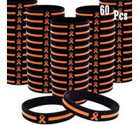 Temogole 60 pulseras de concienciación sobre la leucemia, accesorios a granel, cinta de concienciación naranja, pulsera de silicona contra el acoso escolar, unisex, para hombres y mujeres