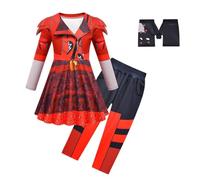 Temolie Disfraz de The Rise of Red para niñas, vestido de manga larga con cremallera y pantalón, guante, 3 piezas, disfraz de princesa elegante, disfraz de Halloween, fiesta de cosplay (rojo, 6-7 años