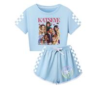 Temolie K-POP Katseye Merch - Conjunto de camiseta de manga corta y pantalones cortos para niñas, conjunto de ropa de yoga con estampado gráfico para fanáticos de la música, ropa de calle para niños