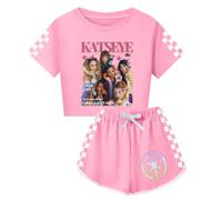 Temolie K-POP Katseye Merch - Conjunto de camiseta de manga corta y pantalones cortos para niñas, conjunto de ropa de yoga con estampado gráfico para fanáticos de la música, ropa de calle para niños