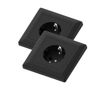 TEMOLink 1 toma de pared, 2 piezas, 1 toma Schuko empotrada, 84 x 84 mm, 250 V 16 A, color negro