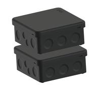 Temolink Caja de conexiones IP65, color negro, 2 unidades, impermeable, pequeña, con tapa a presión, junta de goma mejorada, caja de distribución para ambientes húmedos para exteriores, 88 x 88 mm