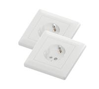TEMOLink Euro Classic Enchufe de 1 compartimento 2 piezas, 1 enchufe Schuko empotrable, 250V 16A, enchufes de 84 x 84 mm, color blanco