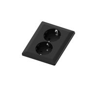 Temolink Euro Classic toma de pared de 2 vías, 2 enchufes Schuko empotrados, 250V 16A, 103 x 84 mm, para caja empotrada 1,5×, negro