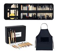 TEMONTIAN Herramientas de escultura de arcilla de cerámica, herramientas de arcilla polimérica de doble cara, arcilla para esculpir, juego de 43 herramientas de tallado de arcilla de cerámica de doble