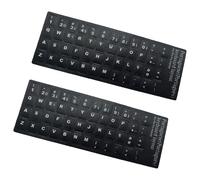 TEMOOUES 2 calcomanías de letras para teclado, calcomanías portuguesas para teclado, letras y números, calcomanías de repuesto de fondo negro