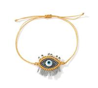 TEMOOUES Adorno de ojo de cristal ajustable, hecho a mano, ligero, ajuste cómodo para mujeres y hombres, uso diario, cadena de mano, dije de ojo de pestañas de cristal blanco, talla única, como se