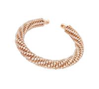 TEMOOUES Brazalete roscado de diamantes de imitación brillantes con diseño de círculo abierto ajustable, joyería de metal para uso diario, puño abierto ligero, talla única, como se describe