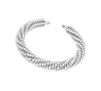 TEMOOUES Brazalete roscado de diamantes de imitación brillantes con diseño de círculo abierto ajustable, joyería de metal para uso diario, puño abierto ligero, talla única, como se describe
