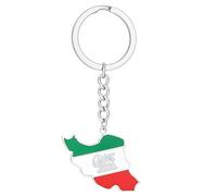 TEMOOUES Cadena de mapa de Irán para mujeres y hombres, acero dorado, plateado, bandera de Irán, llavero, bolsa, accesorios de coche, joyería, regalo, llavero dorado único, plata, Talla única