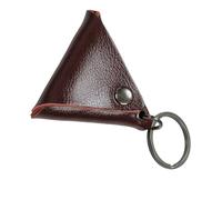 TEMOOUES Caja protectora portátil para púas de guitarra, funda de almacenamiento triangular para guitarra, práctico contenedor para llavero, marrón oscuro