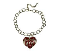 TEMOOUES Collar de longitud ajustable para mujer, diseño de corazón vintage, cadena cubana, accesorio para cita nocturna, collar con colgante de corazón, talla única, como se describe, como se