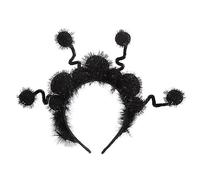 TEMOOUES Diadema peluda de diablo de Halloween, divertida diadema de fiesta de cosplay, diadema oscura divertida para Halloween, pompones
