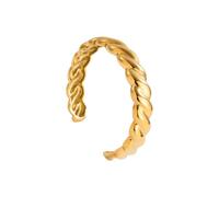 TEMOOUES Elegante cable trenzado para uso diario, ajuste cómodo, joyería de acero inoxidable, perfecto para usar en capas, brazalete abierto de moda para mujer, talla única, como se describe