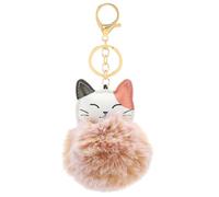 TEMOOUES Elegante y bonita cadena con forma de bola de pelo, accesorio elegante para llavero, decoración para bolsa, teléfono y cartera, beige, Talla única