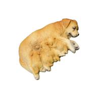 TEMOOUES Figura de animal en miniatura para mamás lactantes con cachorros de bebé, modelo de labrador, decoración de jardín, decoración de mesa para el hogar, adorno de resina para perro