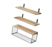 TEMOOUES Juego de 3 estantes flotantes de madera para montar en la pared, para almacenamiento sobre el inodoro, ahorro de espacio, diseño eficiente para la organización del hogar