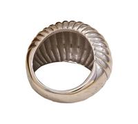 TEMOOUES Lujosos anillos de rayas de pan grueso, sofisticados anillos chapados en oro o plata, accesorio para mujeres elegantes, S, Acero inoxidable