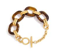 TEMOOUES Moderno cierre OT unisex de acero inoxidable y resina, diseño informal a formal, acero inoxidable, talla única, como se describe