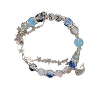 TEMOOUES Sofisticada pulsera de cuentas de estrella azul, accesorio para la mujer moderna que busca accesorios únicos, declaración única