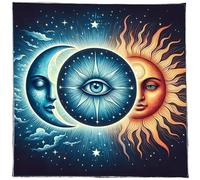 TEMOOUES Tapiz cuadrado de adivinaciones con flores, luna, sol, astrología, mantel de tarots, mantel de brujería, suministros de altares, tarots, tarjeta de tela
