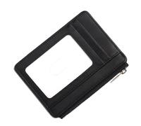 TEMOOUES Tarjetero antirrobo de moda con cremallera y bloqueo de ventana transparente, monedero de piel sintética para almacenamiento seguro para tarjetas de visita, Black, Mass Beauty