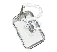 TEMOOUES - Tarjetero transparente con colgante de estrella resistente al agua, protección de tarjetas de autobús, blanco, 110 x 73 mm