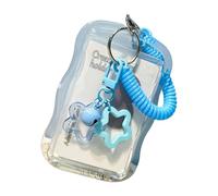 TEMOOUES Tarjetero transparente con diseño de estrella, resistente al agua, protectores de tarjetas de autobús, fundas para tarjetas de crédito, Blue