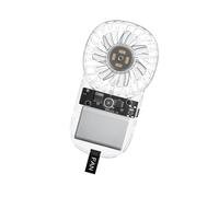 TEMOOUES Ventilador portátil de mano, pequeño, 1200 mAh, recargable, transparente, silencioso, tamaño de bolsillo, para interiores y exteriores, ventilador de luz LED de respiración