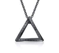 TempBeau Collar para hombre con colgante de Mobius vikingo, collares triangulares de cultura nórdica con cadena de 60 cm, acero inoxidable, regalo para hombres, mujeres, parejas, color negro y