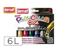 Tempera Solida En Barra Playcolor Escolar Caja De 6 Colores Metalizados Surtidos