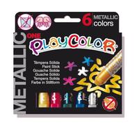 Tempera solida en barra playcolor escolar caja de 6 colores metalizados surtidos