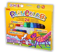 Tempera Sólida INSTANT Playcolor One, Caja x24 (12 Basic + 6 Metal + 6 Flúor)