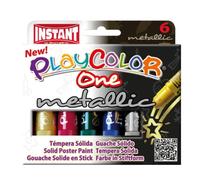Tempera Sólida INSTANT Playcolor One Metallic, Caja x6 Colores