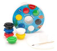 Témperas para Niños - Paleta con 6 Colores 25 ml - Incluye Pincel - Témpera Lavable y Libre de Tóxicos - Para Diferentes Superficies - Témperas con Colores Primarios - Keyroad