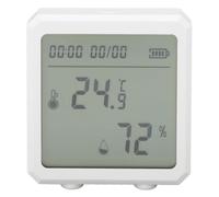 Temperatura del medidor de humedad WiFi Termómetro de higrómetro digital con pantalla LCD Monitoreo en tiempo real Control de voz Función de alarma para el hogar interior (Blanco)