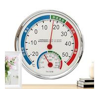 Temperature Humidity Monitor, Analog Climate Gauge, 5,12 in Battery Free Sensor, No Power Design, Easy to Read Display for Planting, Storage, Bathroom, Kitchen, Basement, Bedroom Use