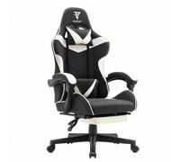 Tempest Shake Silla Gaming con Reposapiés y Masaje Negra/Blanca Tela Transpirable
