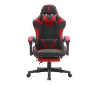 Tempest Shake Silla Gaming Tela Transpirable, Masaje Lumbar USB, Reposapiés Extensible, Respaldo 135°, Pistón Clase 2, Mecanismo Mariposa, Silla Gamer Roja y Negra