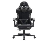 Tempest Shake, Silla Gaming Tela Transpirable Reclinable 135° Reposapiés | Reposapiés extensible y cojín lumbar con función de masaje. Silla gaming en color gris