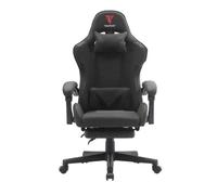 Tempest Silla Gaming Shake, Tela, Reclinable 90-135°, Reposapiés Extensible, Almohada Lumbar con Masaje, Reposabrazos Ajustable, hasta 120 kg (Negro)