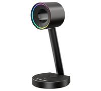 Tempest Soporte Auriculares, RGB, USB-C Carga Rápida + Jack 3.5mm, Carga Inalámbrica Qi, Soporte Cascos Gaming, Color Negro